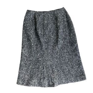 Jil Sander Gray Cashmere Tweed Wool Blend Knee length skirt 4